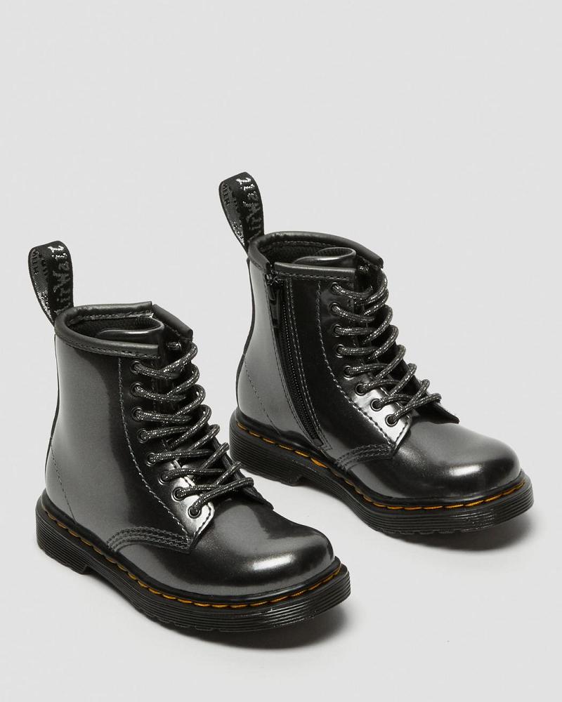 Dr Martens Toddler 1460 Metallic Snørestøvler Børn Grå | DK 697KOR